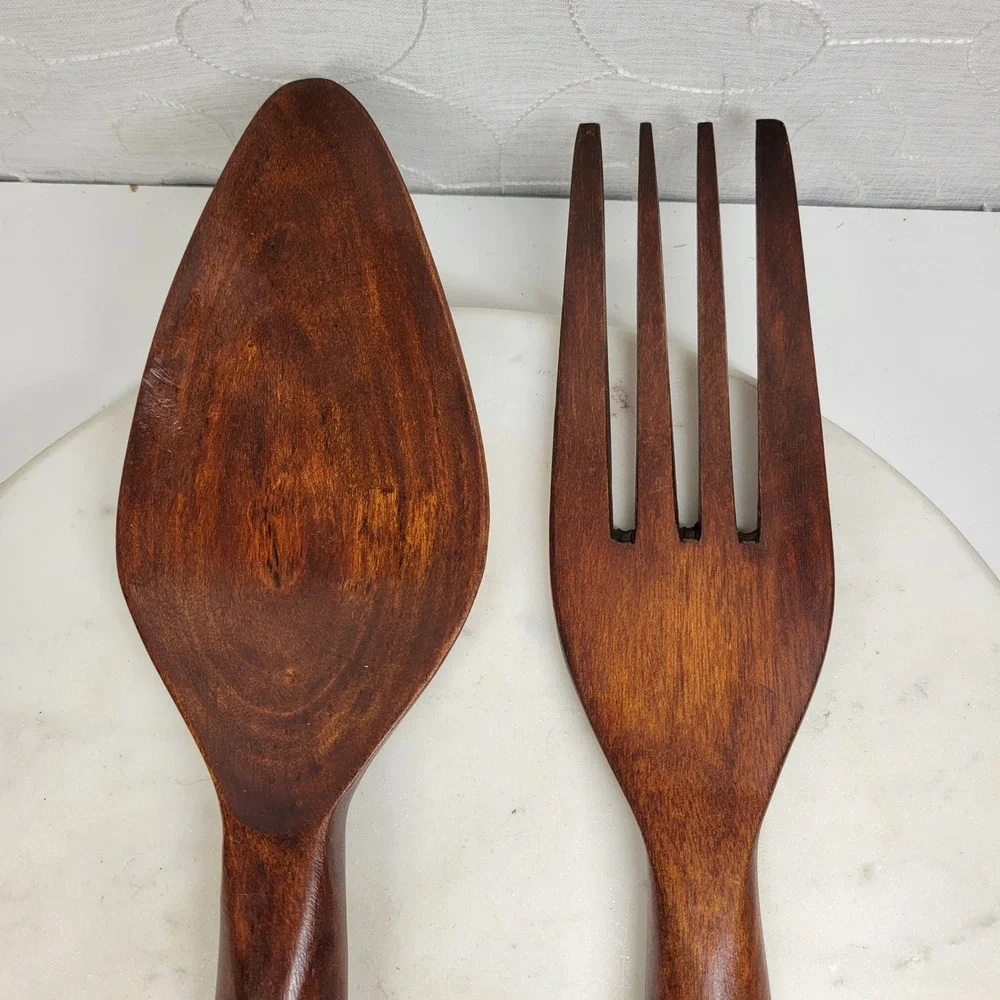 Jumbo Wooden Salad Servers Spoon & Fork 19